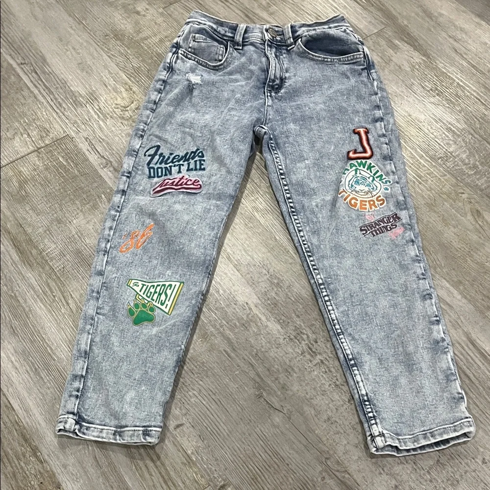 Justice jeans 👖 Embroidered Patch Denim Jeans size‎ 14 The Stranger Things